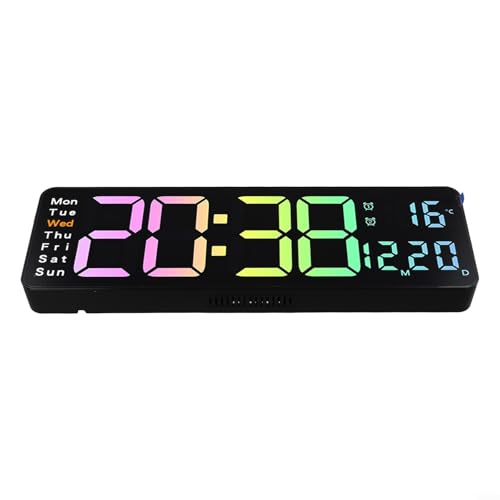 Große bunte digitale Wanduhr mit multifunktionalen Funktionen, inklusive Alarm und Timer für Wohn- oder Büroräume (B) von DAZZLEEX