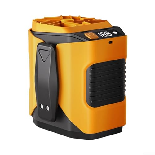 Hands-Free Clip On Waist Fan 3600mAh Rechargeable Battery Portable Personal Cooling Device with LED Light Multi Speed Settings for Hiking Running(Orange) von DAZZLEEX