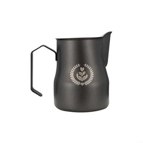 Kaffee-/Milchaufschäumkrug mit ergonomischem Griff und Anti-Funktionen, 350/450 ml (450 ml schwarz) von DAZZLEEX