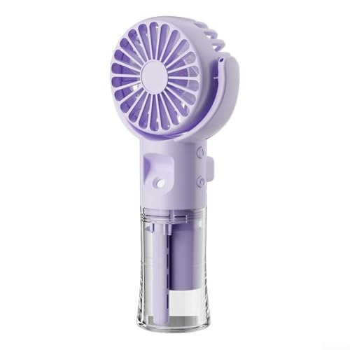Kleiner Handventilator mit Wassertank, wiederaufladbar, USB, 4 einstellbare Geschwindigkeiten (lila) von DAZZLEEX