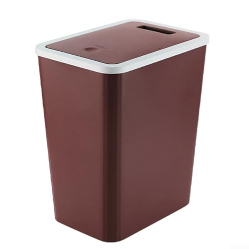 Kompakter Mülleimer mit Druckdeckel für Bad und Küche, geeignet für Wohnzimmer und Schlafzimmer, effektive Kontrolle (Weiß (Kaffee (mit Deckel)) von DAZZLEEX