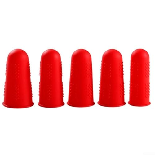 Küchen-Fingerschutzhüllen, Silikon-Material, 35 Stück, hitzebeständig (rot, 5 Stück) von DAZZLEEX