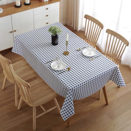 Mehrzweck-Tischdecke, wasserdicht und ölbeständig, rechteckig, für verschiedene Anlässe zu Hause, Blau kariert Mehrzweck-Tischdecke, wasserdicht und ölbeständig, rechteckig, für verschiedene Anlässe zu Hause, Blau kariert von DAZZLEEX