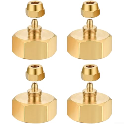 Messing Gartenschlauch-Adapter Anschluss 3/4 GHT auf 1/4 Zoll für Bewässerungssysteme mit matt für sicheren Halt und hervorragende Wasseraustrittsprävention (4 Stück) von DAZZLEEX