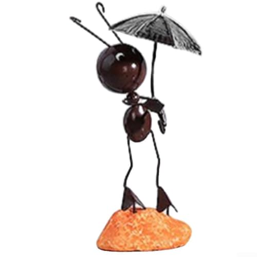 Mini-Ameisen-Dekofigur für Garten, Wand und Terrasse, wetterfeste Eisenkonstruktion und einzigartiger, handbemalter Oberfläche (F) von DAZZLEEX