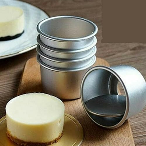 Mini-Kuchenform aus Aluminium, rund, mit abnehmbarem Boden, zum Backen von Pudding und Desserts, 5,1 cm, 10 Stück Mini-Kuchenform aus Aluminium, rund, mit abnehmbarem Boden, zum Backen von Pudding und Desserts, 5,1 cm, 10 Stück von DAZZLEEX