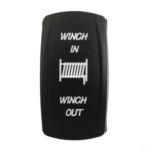 Momentary Rocker Switch with LED Indicator 7 Pin for Winch IN OUT Use on UTV Truck Boat 12V 20A/24V 10A Power Switch ABS (White) von DAZZLEEX