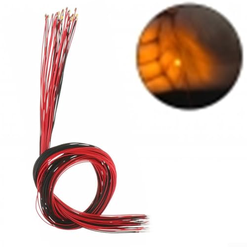 Packung mit 20 Miniatur-LEDs mit Kabeln zur Verbesserung von benutzerdefinierten Modellen einschließlich Innendisplays (orangefarbenes Licht) von DAZZLEEX
