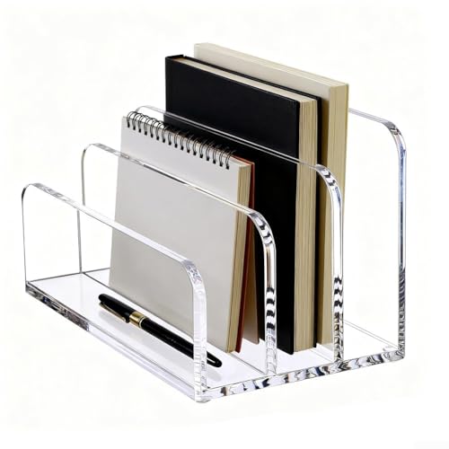 Post-Organizer mit 3 Schlitzen aus transparentem Acryl für den Schreibtisch, vertikaler Aktenhalter mit kompaktem Design zum Organisieren von Briefen, Umschlägen, Rechnungen und persönlichen von DAZZLEEX