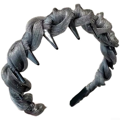 Raffiniertes gezahntes Stirnband mit unverwechselbarem hohem Totenkopf-Top für zusätzliche Eleganz, entworfen, um mehrere Frisuren mit stabiler Passform zu ergänzen (grau) von DAZZLEEX