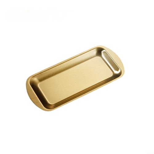 Schickes Edelstahl-Tablett, perfekt zum Servieren von Brot, Gebäck und Obst (Gold23 x 11) von DAZZLEEX