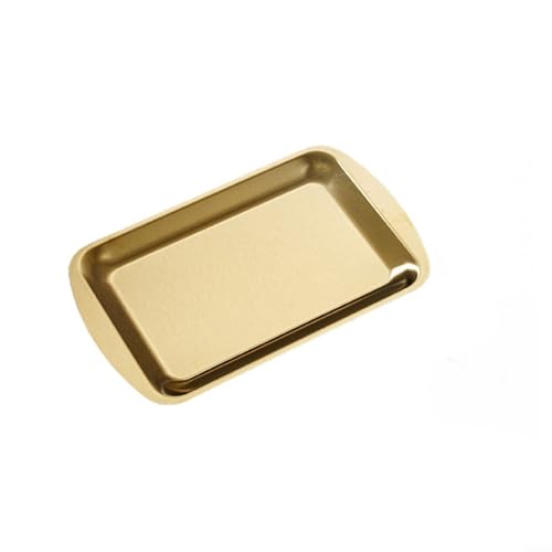 Schickes Edelstahl-Tablett, perfekt zum Servieren von Brot, Gebäck und Obst (Gold23 x 14) von DAZZLEEX
