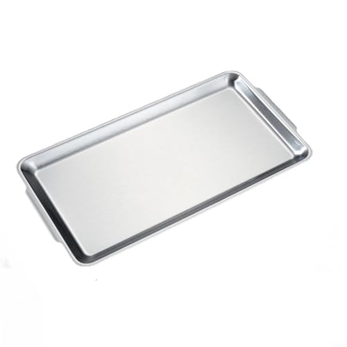 Schickes Edelstahl-Tablett, perfekt zum Servieren von Brot, Gebäck und Obst (Silber 36 x 20) von DAZZLEEX