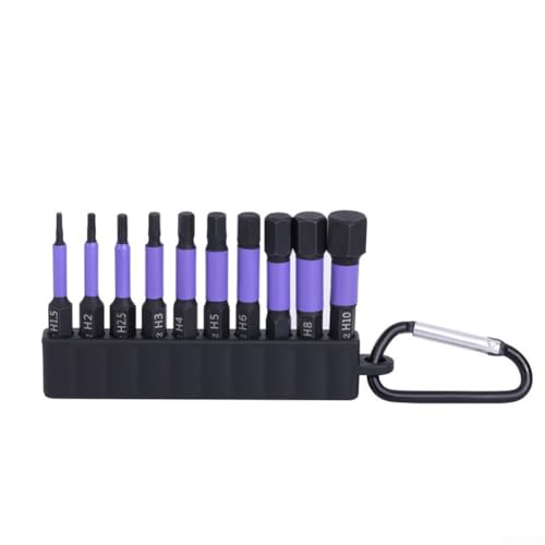 Sechskantschlüssel-Bohrer-Set, 10-teilig, geeignet für Schraubendreher/Handbohrmaschinen, lila + schwarz (C) von DAZZLEEX