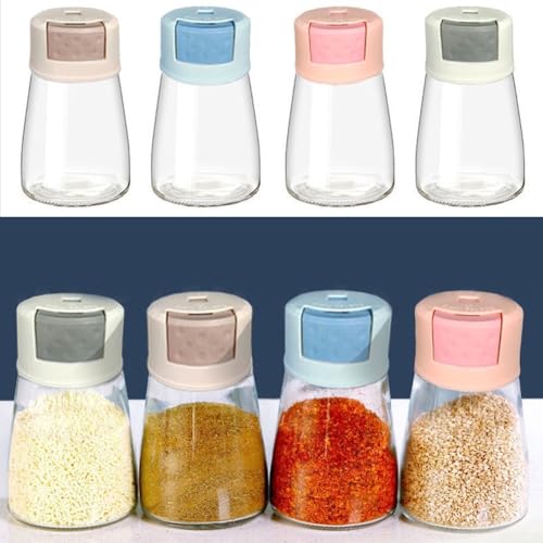 Smart Metering Salzstreuer 180 ml Glas Gewürzspender für Salz und Pfeffer in der Küche (Rosa) von DAZZLEEX