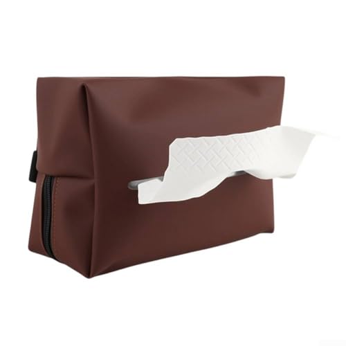 Taschentuchbox aus PU-Leder für die Rückenlehne, atmungsaktives und glattes elastisches Design, Taschentuchpack-Organizer, geeignet für Auto, Büro und Zuhause (braun) von DAZZLEEX