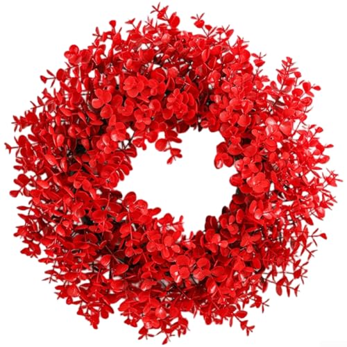 Traditioneller handgefertigter Weihnachtskranz aus Kunststoff für Wand und Tür, mit saisonalen festlichen Motiven (35 cm Kranz-Stil G) von DAZZLEEX