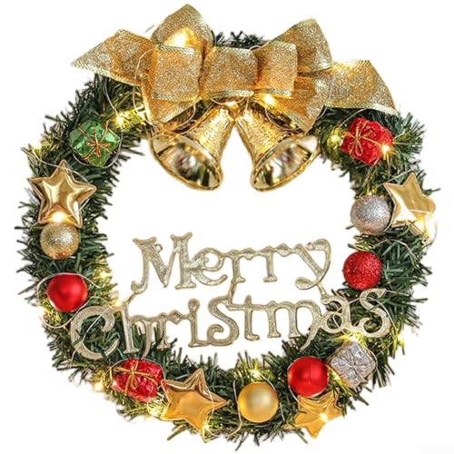 Traditioneller handgefertigter Weihnachtskranz aus Kunststoff zum Aufhängen an Wand und Tür, mit saisonalen festlichen Motiven (30 cm Kranz-Stil C) von DAZZLEEX