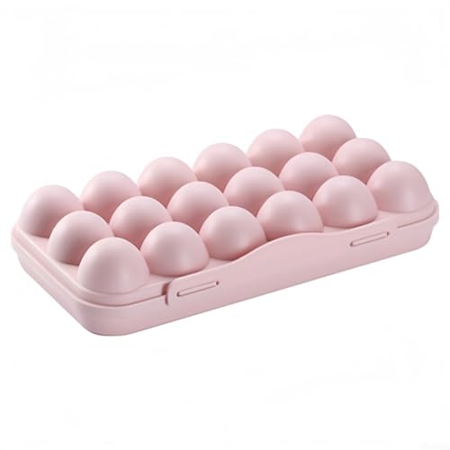 Tragbare Reise-Eier-Aufbewahrungsbox mit 18 Kunststoffgittern, Eierschutzhülle, Behälter mit faltbarem und knautschfestem Design für den Außenbereich (18 Fächer, Rosa) von DAZZLEEX