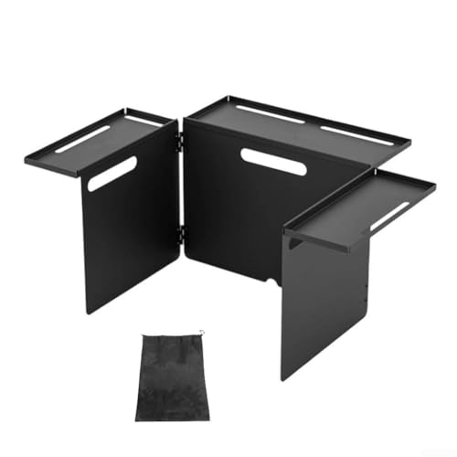 Verstellbare Windschutzscheibe zum Kochen im Freien, perfekt für Picknicks und selbstfahrende Touren (schwarz) von DAZZLEEX