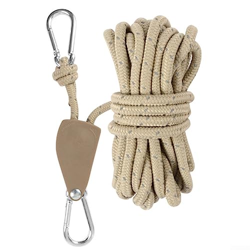 Verstellbarer Seilaufhänger mit sicherem Flaschenzughaken für Zelte und Vordächer, 5 m (Khaki) von DAZZLEEX