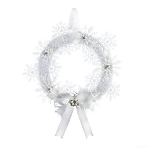 Weihnachtskranz mit Schneeflocken und Schleife, 33 cm, zum Aufhängen an Türen und Wänden Weihnachtskranz mit Schneeflocken und Schleife, 33 cm, zum Aufhängen an Türen und Wänden von DAZZLEEX