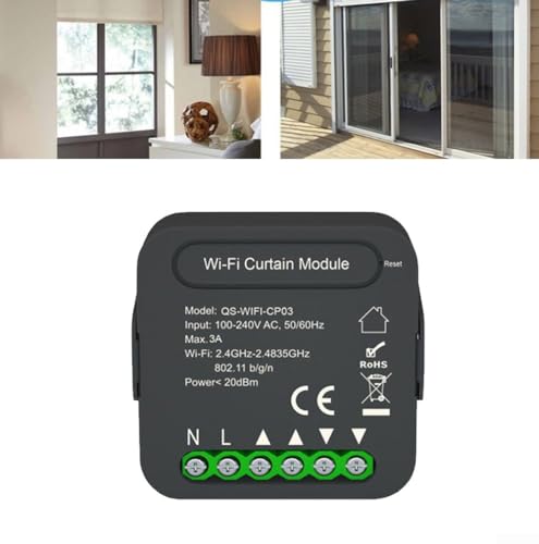 WiFi Smart Curtain Swtich, Smart Curtain Switch Modul - APP Fernbedienung - Sprachsteuerung - Timing-Funktion - Familienfreigabe - 100-240V AC WiFi Smart Curtain Swtich, Smart Curtain Switch Modul - APP Fernbedienung - Sprachsteuerung - Timing-Funktion - Familienfreigabe - 100-240V AC von DAZZLEEX