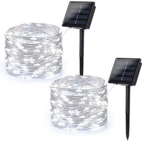 22 m lange Lichterkette mit 200 Lichtern und 8 Funktionen, weißes Licht, Kupferdraht, solarbetrieben, dekorativ, für Weihnachten, Garten, Partys, für von DAZZLER