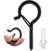 Packung mit 20 schwarzen Schraubhaken, robuste 4 mm x 55 mm Deckenhaken mit Sicherheitsclip von DAZZLER