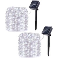 Solar-Gartenlichter für den Außenbereich, 100 LEDs, 10 m, 8 Modi, wasserdichte Kupferdraht-Solar-Lichterketten für Garten, Terrasse, Hof, Baum, von DAZZLER