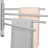 Vierarmiger, multifunktionaler, bohrfreier, drehbarer Handtuchhalter aus Edelstahl 304 für Toilette und Badezimmer von DAZZLER
