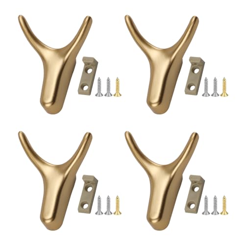 DAZZLUXE 4 Stück Goldene Kleiderhaken, Wandhaken, Kleiderhaken, Garderobenhaken, Garderobenhaken, Mattgoldene Haken, Garderobengarderobenhaken DAZZLUXE 4 Stück Goldene Kleiderhaken, Wandhaken, Kleiderhaken, Garderobenhaken, Garderobenhaken, Mattgoldene Haken, Garderobengarderobenhaken von DAZZLUXE