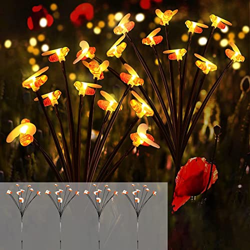 DAZZTIME Firefly Solar Gartenlichter,4 Stück 10LED Glühwürmchen Lichter Solar,IP65 Wasserdicht Solarlampen für Außen,Glühwürmchen Leuchte Solar für Außen für Außen Terrasse Balkon Pfahlpfad Rasen von DAZZTIME