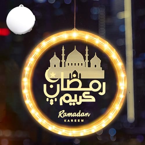 DAZZTIME Led Muslim Ramadan Lichterkette,9.4in Eid Ramadan Dekorative Fee Licht,Ramadan Hängende Lichter mit Saugnapfhaken,Eid Ramadan Dekoration Fee Licht,für Ramadan,Party,Fenster,Schlafzimmer von DAZZTIME