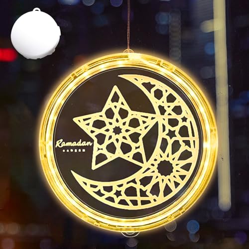 DAZZTIME Led Muslim Ramadan Lichterkette,9.4in Eid Ramadan Dekorative Fee Licht,Ramadan Hängende Lichter mit Saugnapfhaken,Eid Ramadan Dekoration Fee Licht,für Ramadan,Party,Fenster,Schlafzimmer von DAZZTIME