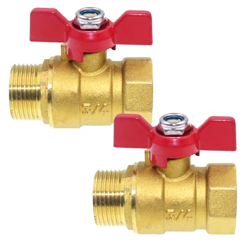 Messing Kugelhahn 3/4 Zoll,2 Stück Messing Absperrventil,Kugelhahn mit Rotem Flügelgriff,Absperrhahn Wasserleitung,Messingventil,für Wasserleitungen Wasserhahn Messing Kugelhahn 3/4 Zoll,2 Stück Messing Absperrventil,Kugelhahn mit Rotem Flügelgriff,Absperrhahn Wasserleitung,Messingventil,für Wasserleitungen Wasserhahn von DAZZTIME