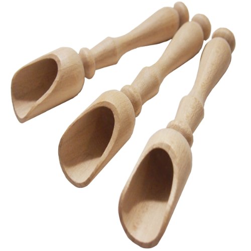 EFO Schaufel Holz - Löffel Holz – Gewürzlöffel Holz – Messlöffel – Löffel Holzgriff – Messschaufel – Salzlöffel Holz 3-er Set: 14 cm (B) mit langem Griff von EFO