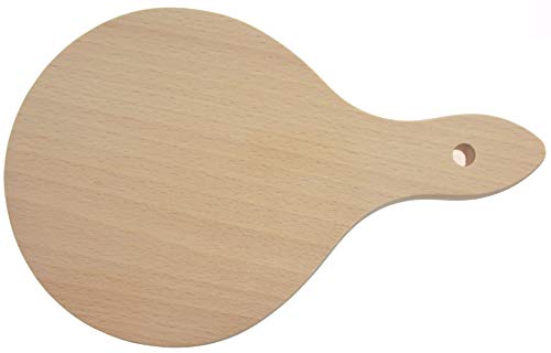 EFO Kleines Schneidebrett - Brettchen Holz - Holz Brett mit Griff - Rustikales Brett - Hackbrett für Knoblauch und Zwiebel, Durchmesser 12,5 cm von EFO