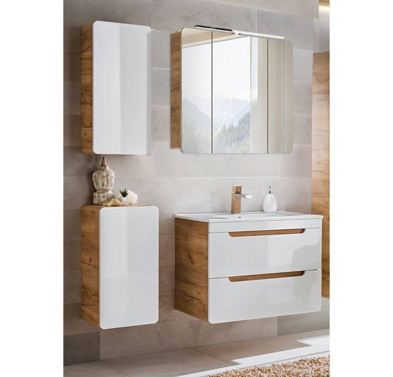 DB-Möbel Badmöbel-Set "Selda-set"(Spar-Set, 4-St), mit LED-Spiegelschrank 130/200/46cm. von DB-Möbel