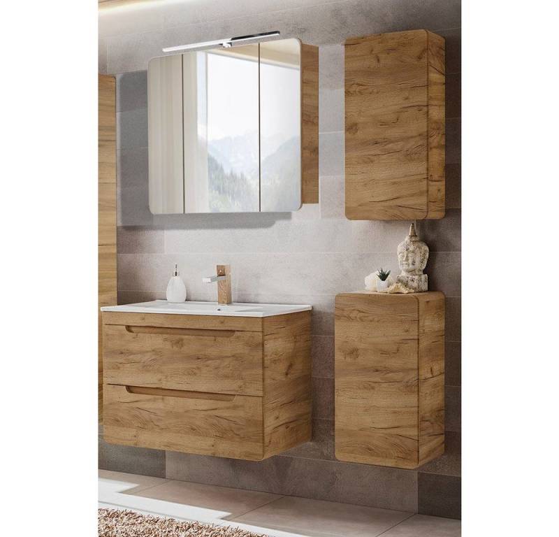 DB-Möbel Badmöbel-Set "Selda-set"(Spar-Set, 4-St), mit LED-Spiegelschrank 130/200/46cm. von DB-Möbel