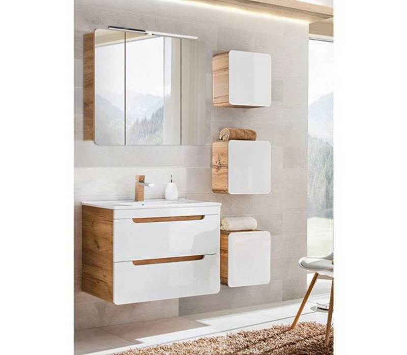 DB-Möbel Badmöbel-Set "Selda-set"(Spar-Set, 5-St),mit LED-Spiegelschrank 130/200/46cm. von DB-Möbel