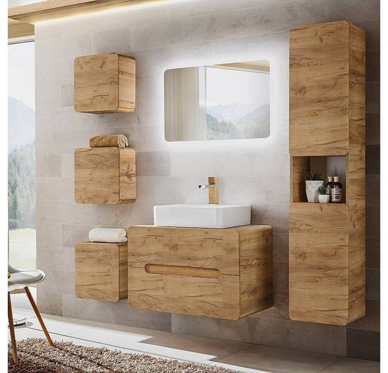 DB-Möbel Badmöbel-Set "Selda-set"(Spar-Set, 6-St) mit LED-Spiegelschrank 180/200/46cm von DB-Möbel