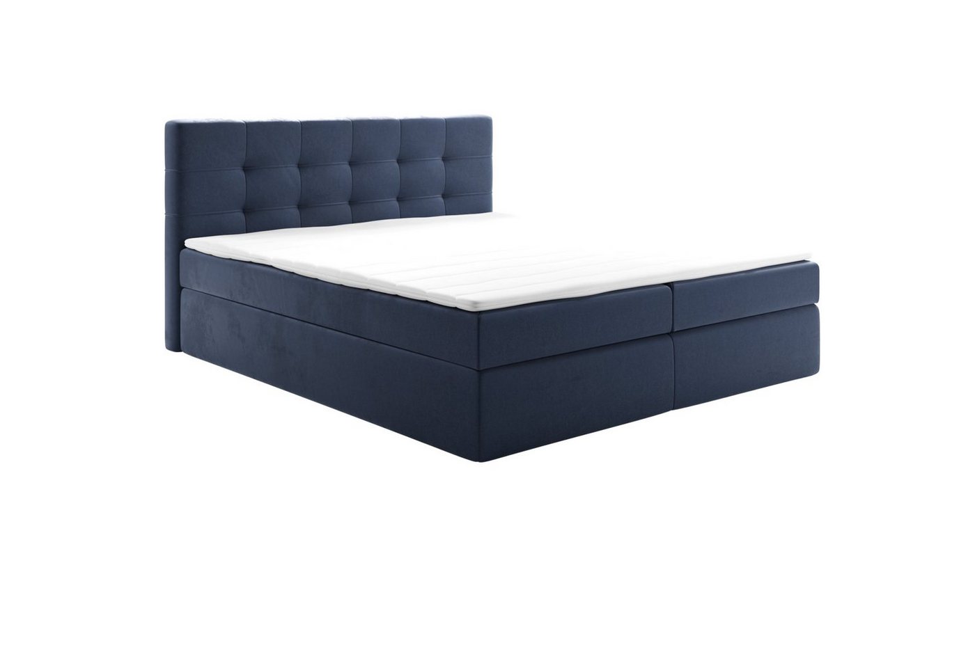 DB-Möbel Bett Boxspringbett Beti, Matratze, Topper, Bettkasten, dunkelblau von DB-Möbel