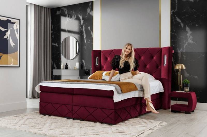 DB-Möbel Boxspringbett „Königlich” Polsterbett mit Stauraum - Bett mit LED Kopfteil von DB-Möbel