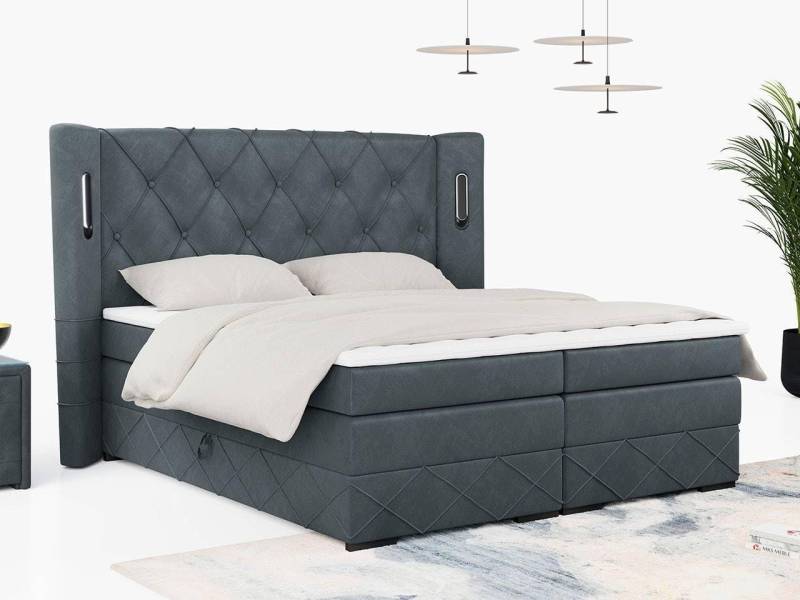 DB-Möbel Boxspringbett „ROYALBETT” Bett mit LED Kopfteil Premium-Taschenmatratze H4 von DB-Möbel