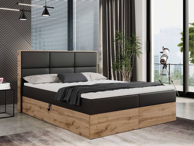 DB-Möbel Boxspringbett "ANTONIO" Doppelbett, mit Eiche Holzrahmen, Multipocket-Matratze von DB-Möbel