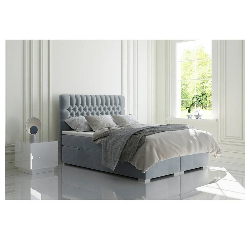 DB-Möbel Boxspringbett Boxspringbett Lidia, Doppelbett mit Bettkasten PREMIUM-Matratze von DB-Möbel