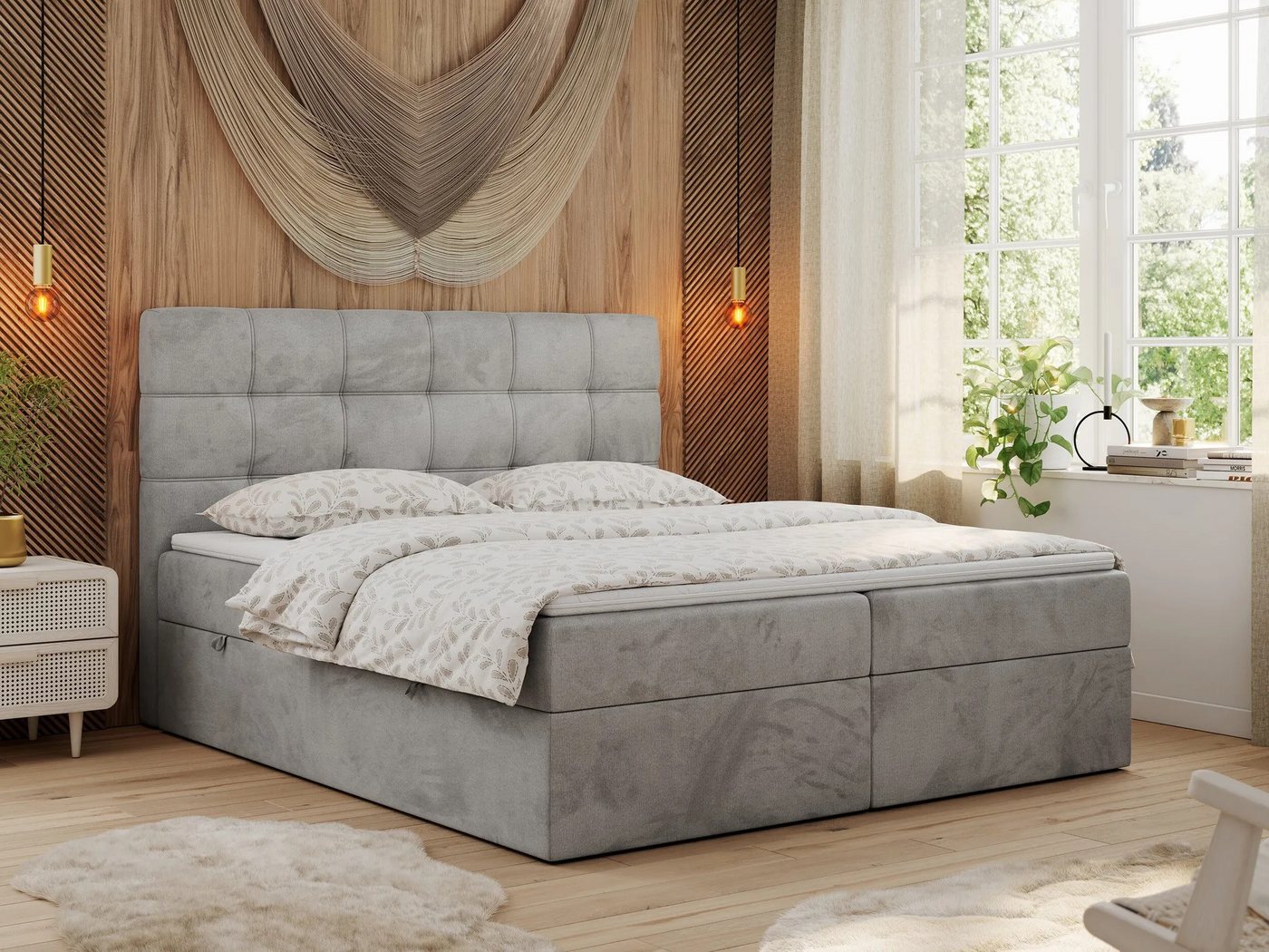 DB-Möbel Boxspringbett Juliet Bett mit Multipocket - Matratze H3 H4 und Topper mit Bettkasten von DB-Möbel