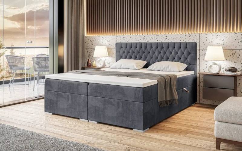 DB-Möbel Boxspringbett ROMA mit Bettkasten Gepolstert Doppelbett mit Topper.Polsterung samt. von DB-Möbel