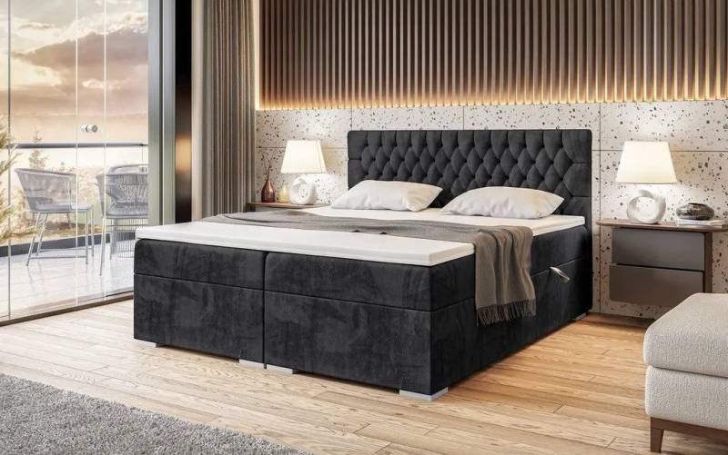 DB-Möbel Boxspringbett ROMA mit Bettkasten Gepolstert Doppelbett mit Topper.Polsterung samt. von DB-Möbel